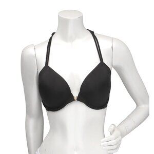 Victoria's Secret Lined Perfect Coverage Bra Black T-Back Racerback Underwire